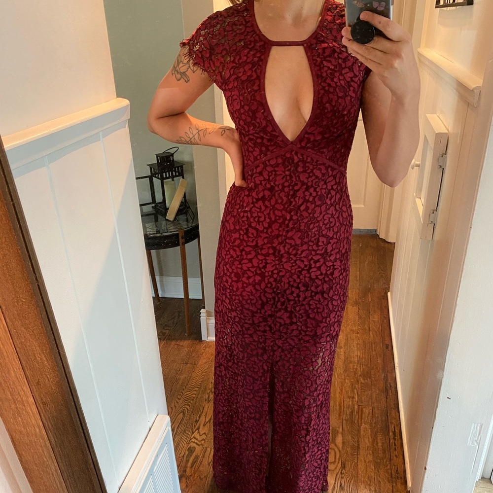 Wine Lace Formal Dress